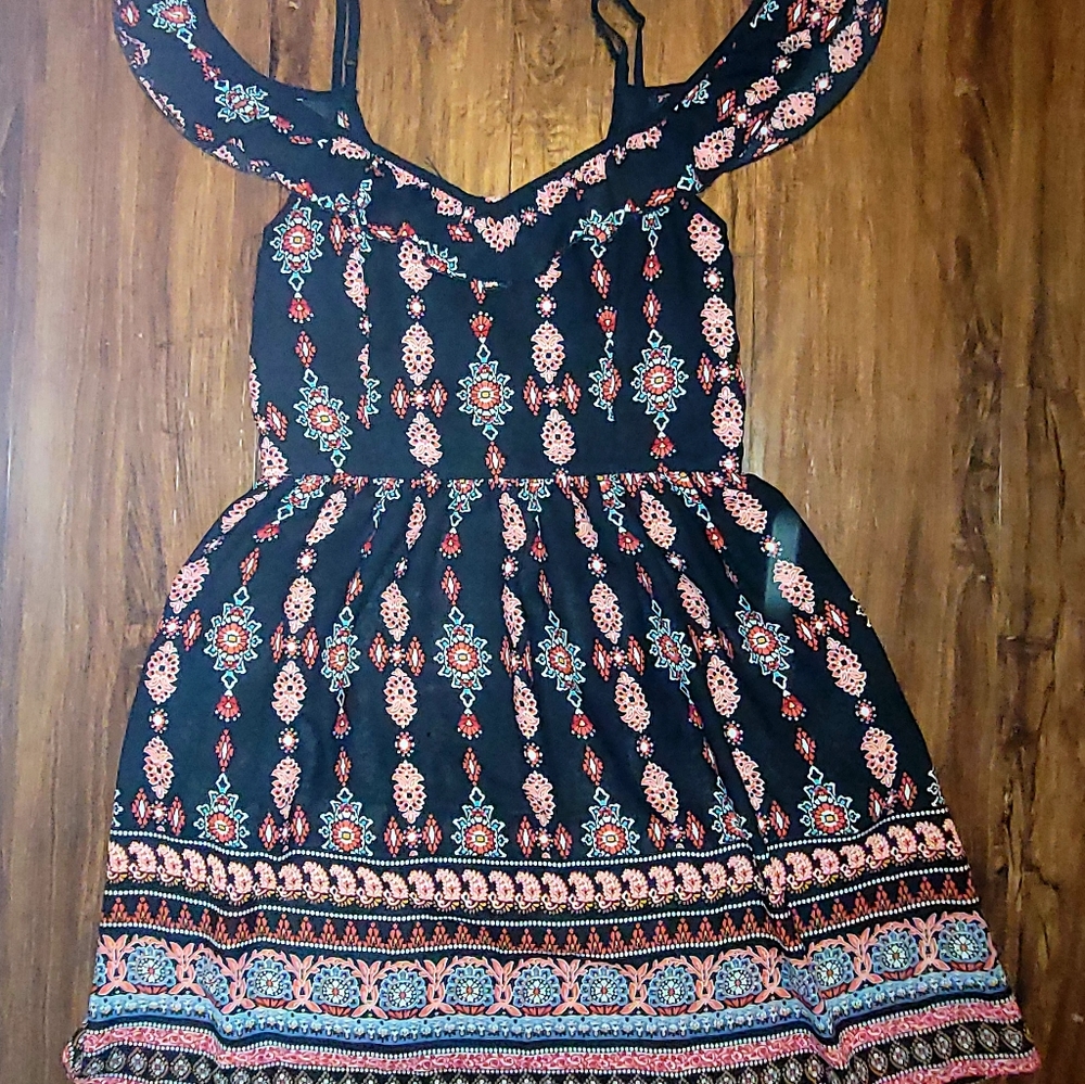 Xhilaration black floral cold shoulder dress